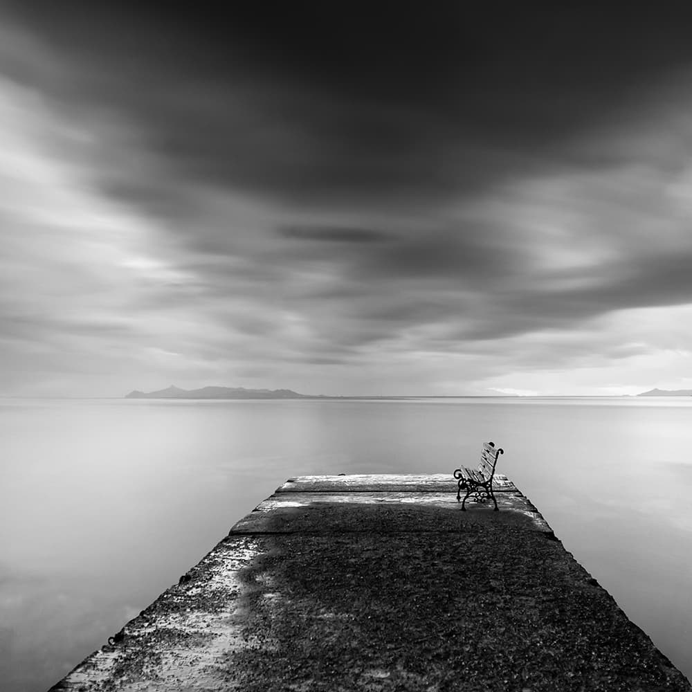 Solitary Ocean Bench by George Digalakis — canvas wall art