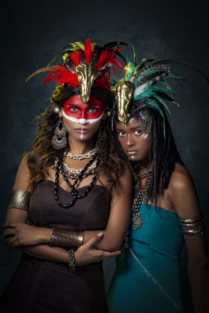 Striking Tribal Duo by DEBASISH CHATTOPADHYAY — canvas wall art