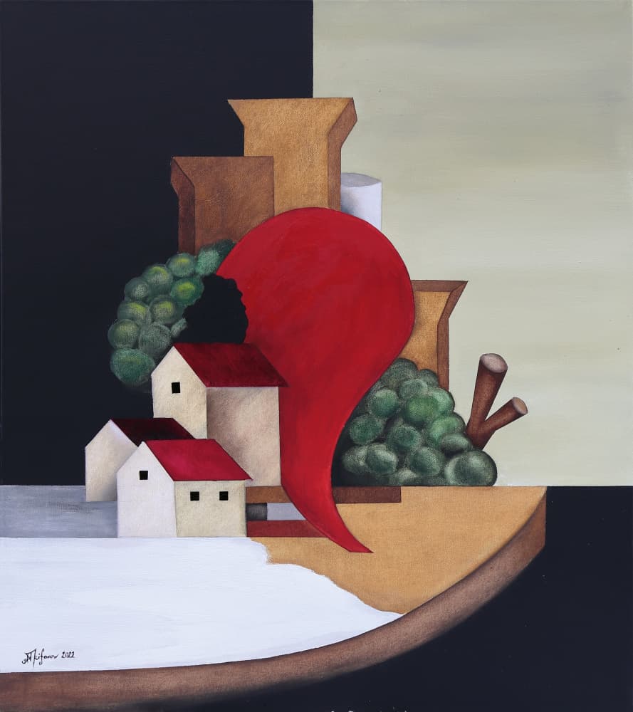 Red Dream Village by Alexander Trifonov — canvas wall art