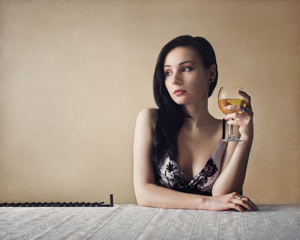 Pensive Woman Dominoes by Bobby Kostadinov — canvas wall art