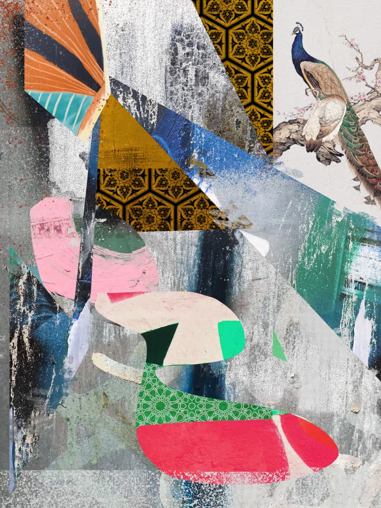 Peacock Abstract Layers by Pelin Atilla — canvas wall art