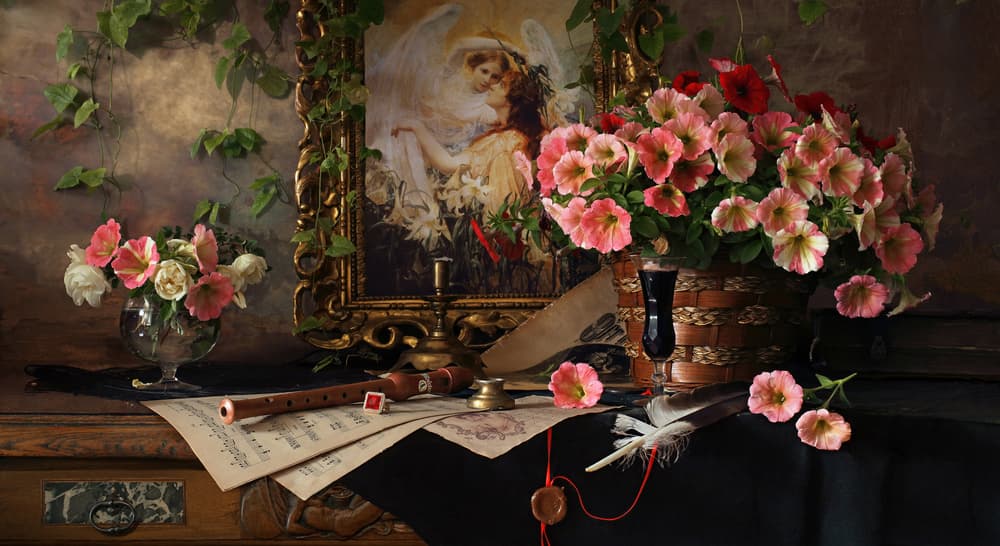 Romantic Floral Still Life by Andrey Morozov — canvas wall art