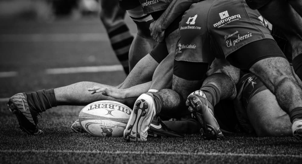 Intense Rugby Action by Cesar March — canvas wall art