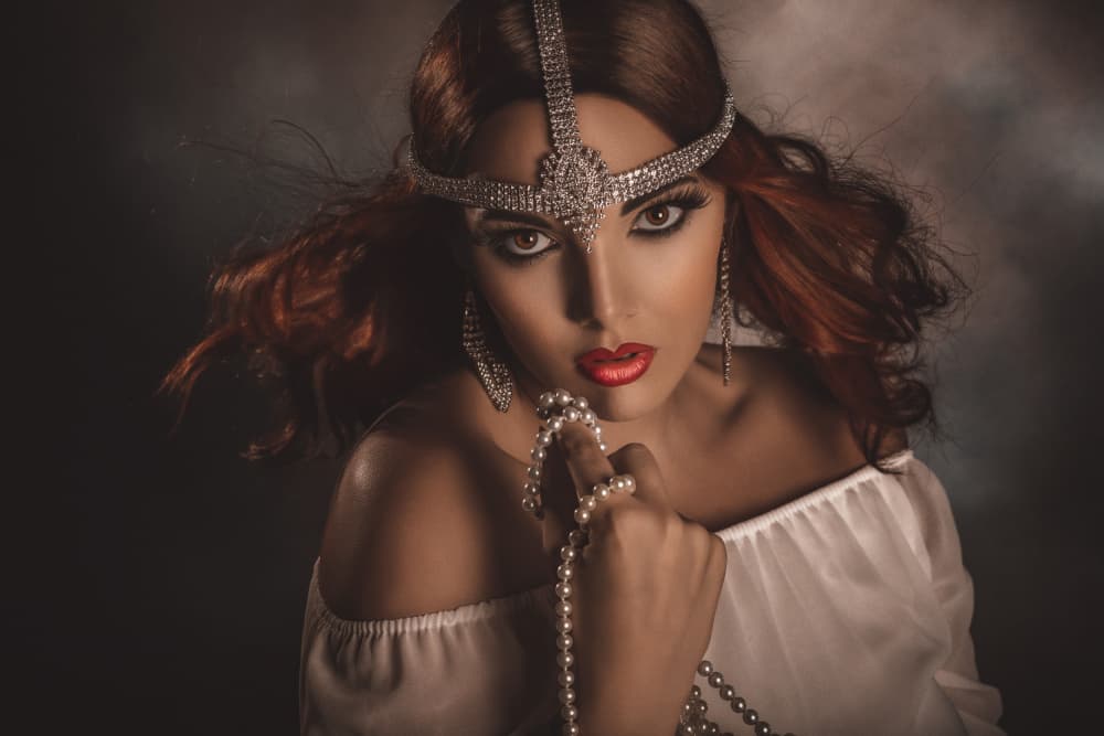 Glamorous Woman Pearls by Peppe Tambè — canvas wall art