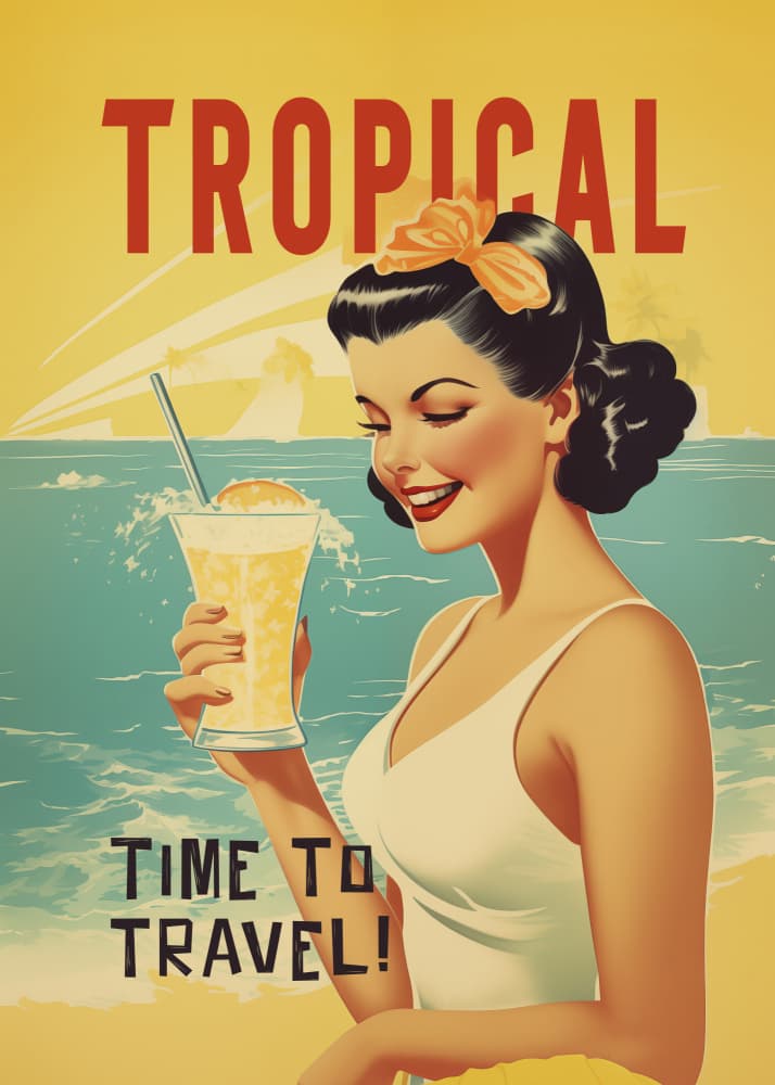 Retro Tropical Vacation by Andreas Magnusson — canvas wall art
