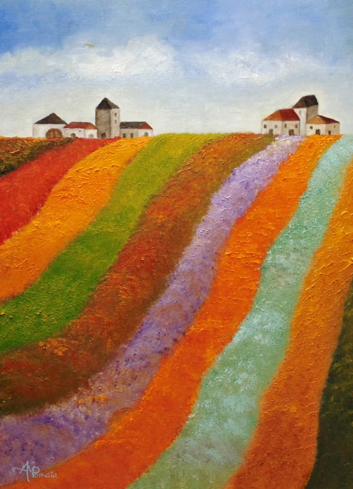 Colorful Village Fields by Angeles M. Pomata — canvas wall art