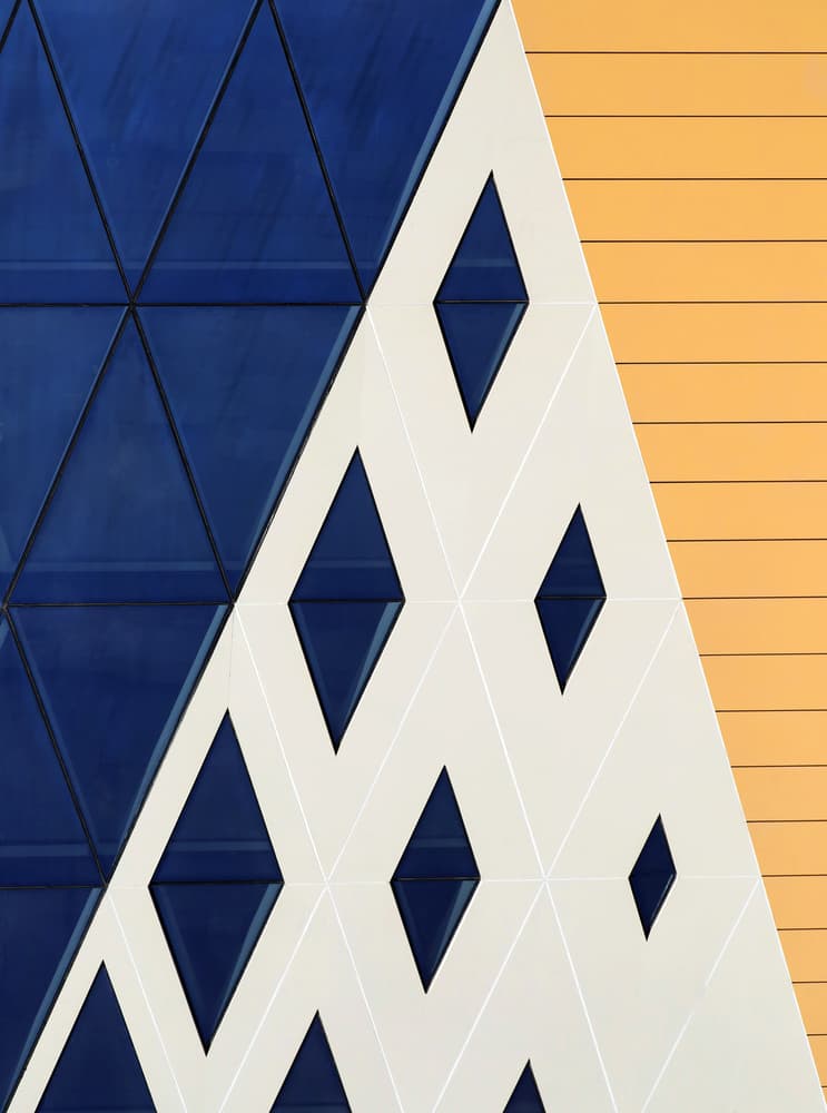 Vibrant Geometric Facade by Hans-Wolfgang Hawerkamp — canvas wall art