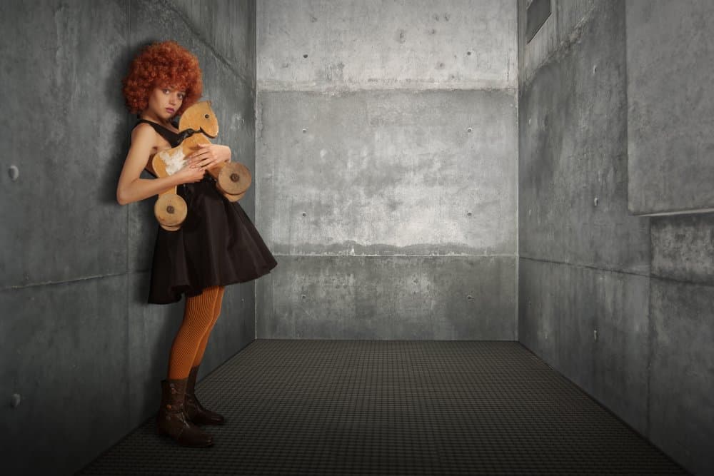 Young Girl Concrete Room by Christine von Diepenbroek — canvas wall art