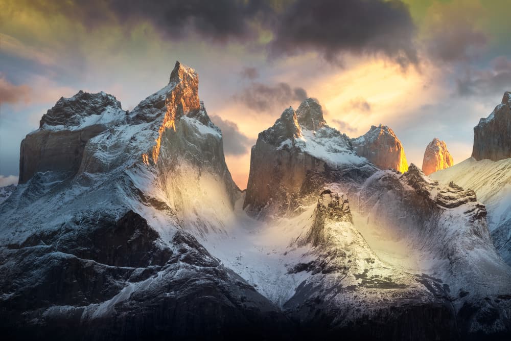 Golden Mountain Peaks by Carlos Guevara Vivanco — canvas wall art