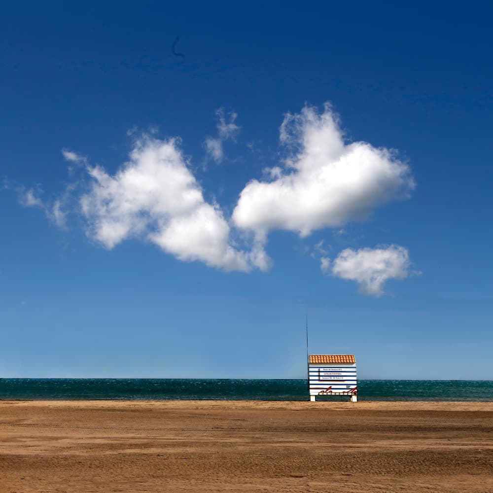 Blue Sky Beach Hut by Eric Mattheyses — canvas wall art