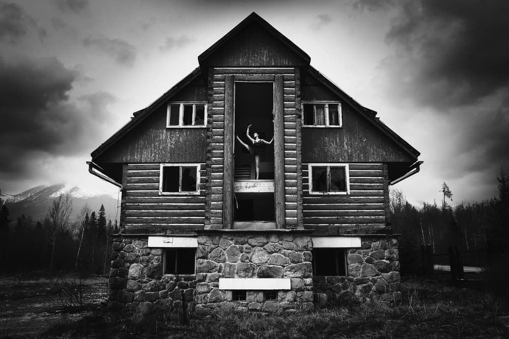 Dramatic Ballerina House by Martin Krystynek MQEP — canvas wall art
