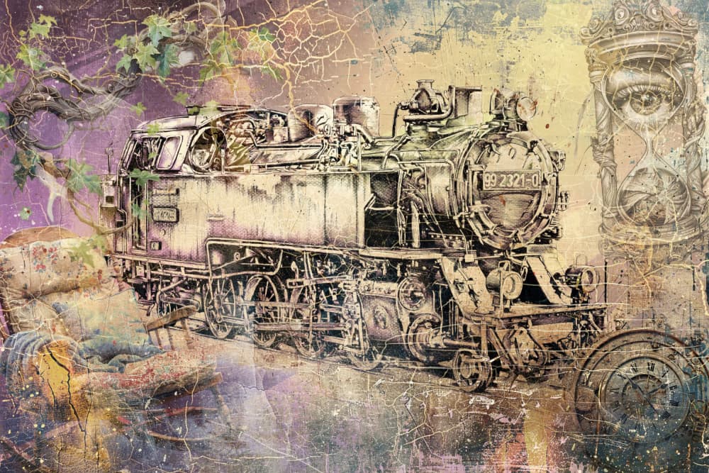 Vintage Steam Train Fantasy by Rafal Kulik — canvas wall art