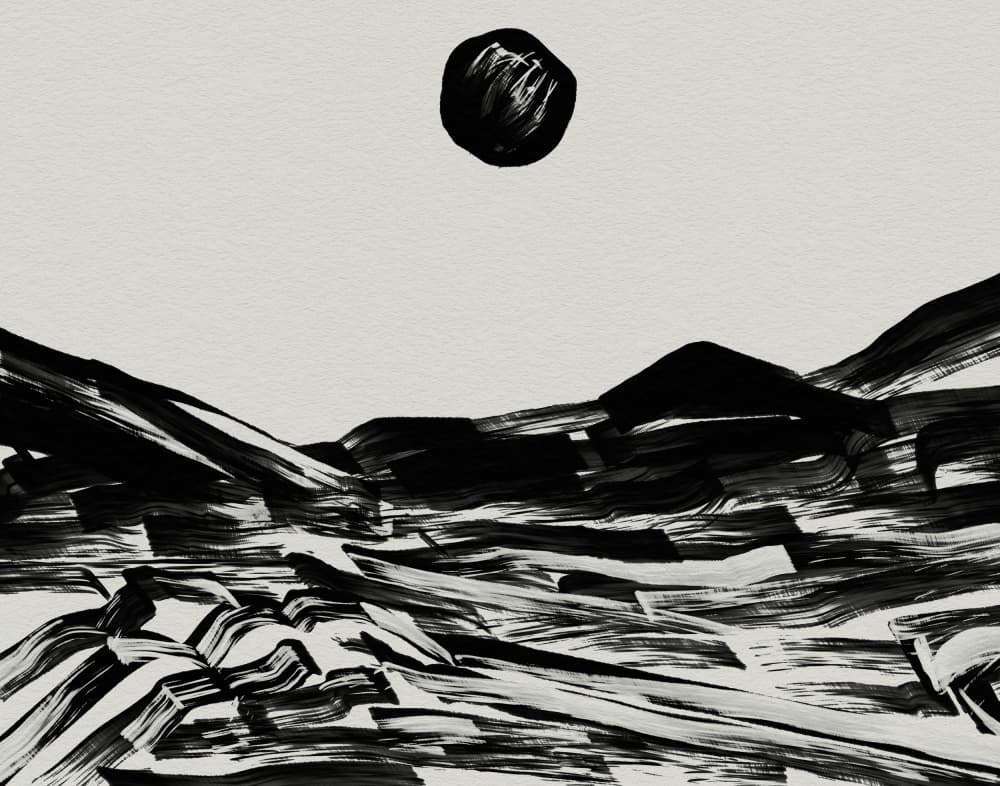 Stark Black Moonscape by Josie George — canvas wall art