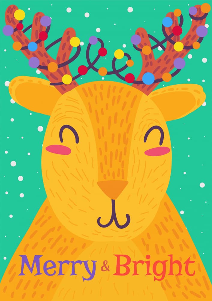 Smiling Reindeer Lights by Marika Barsrsind — canvas wall art