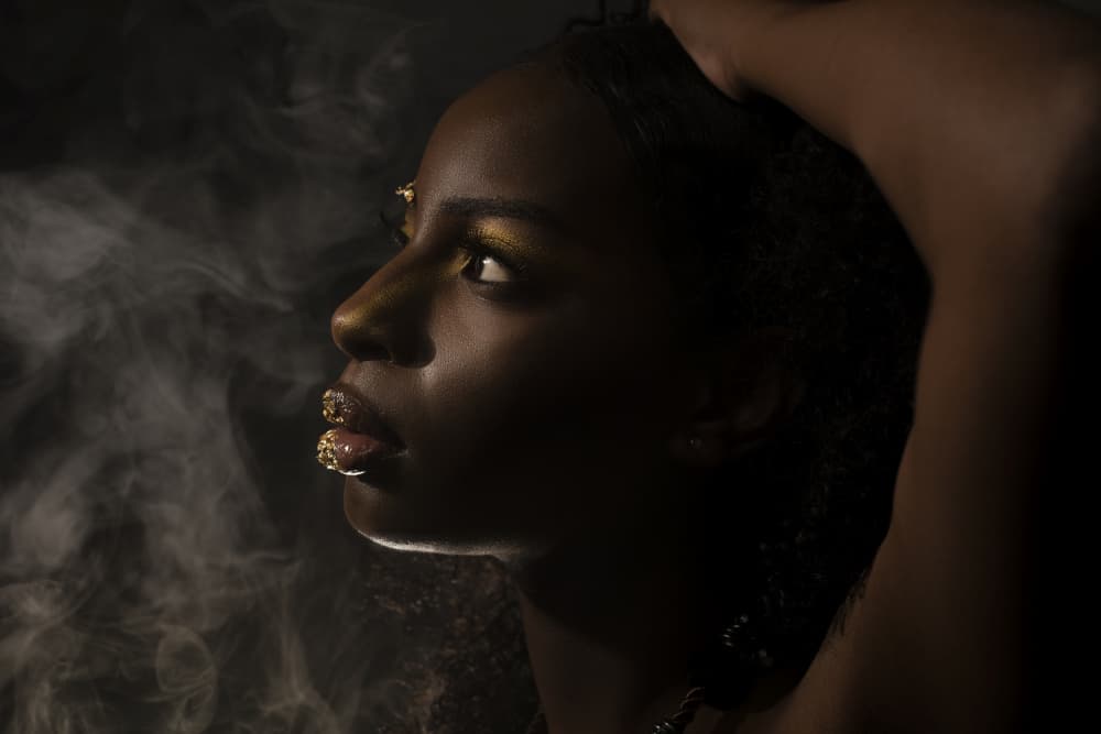 Golden Gaze in Smoke by Sharon Levy — canvas wall art