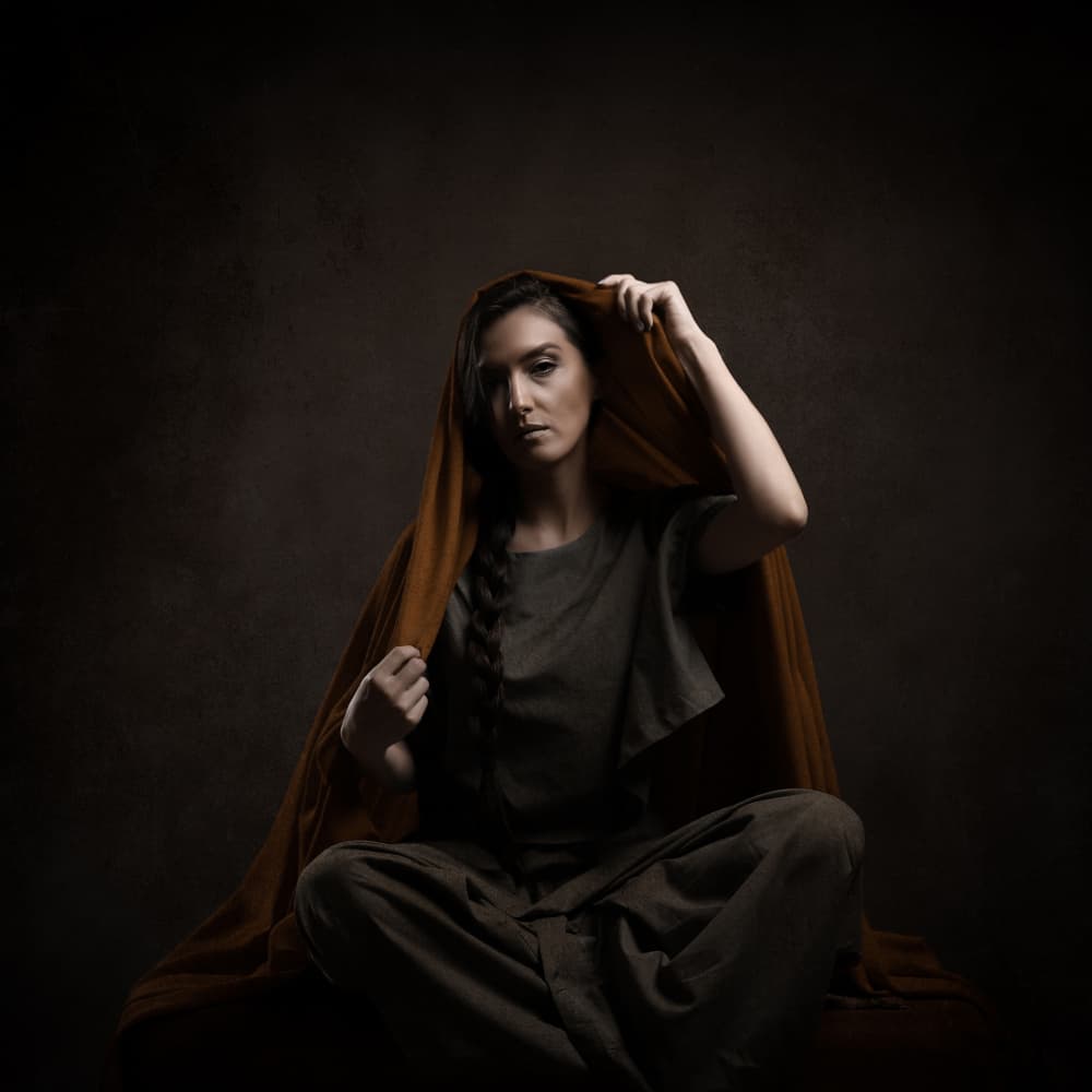 Pensive Draped Woman by Moein Hasheminasab — canvas wall art