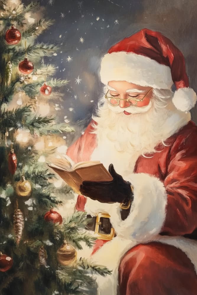 Santa's Quiet Moment by Melloi Art Prints — canvas wall art