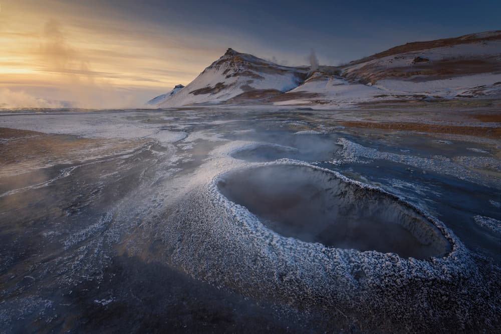 Steaming Geothermal Peaks by David Martin Castan — canvas wall art