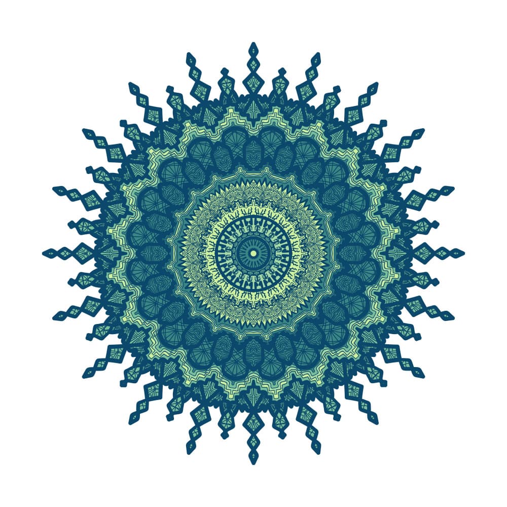 Intricate Blue Green Mandala by Marika Barsrsind — canvas wall art