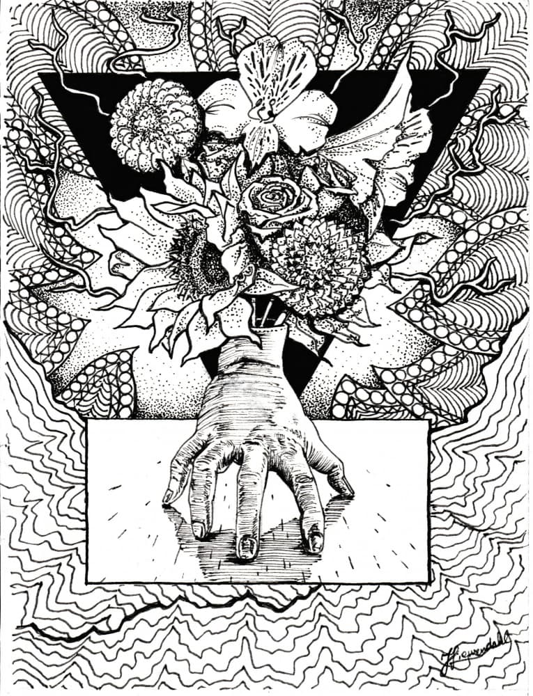 Surreal Hand Floral Reflection by Johan Liewendahl — canvas wall art