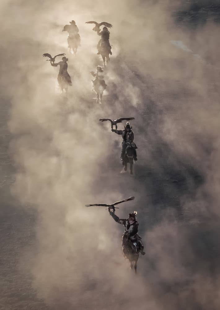 Misty Eagle Hunters by Antoni Figueras — canvas wall art