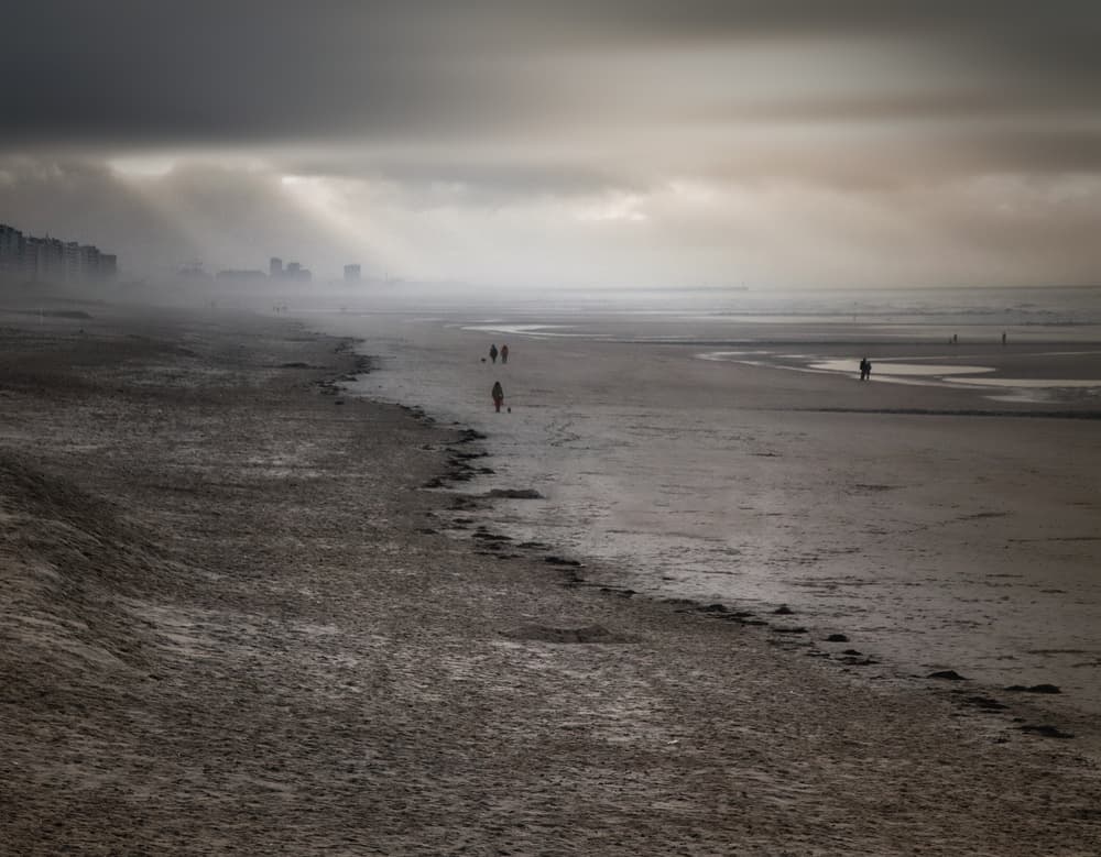 Misty Beach Sun Rays by Yvette Depaepe — canvas wall art