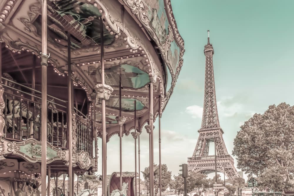 Eiffel Tower Carousel Dream by Melanie Viola — canvas wall art