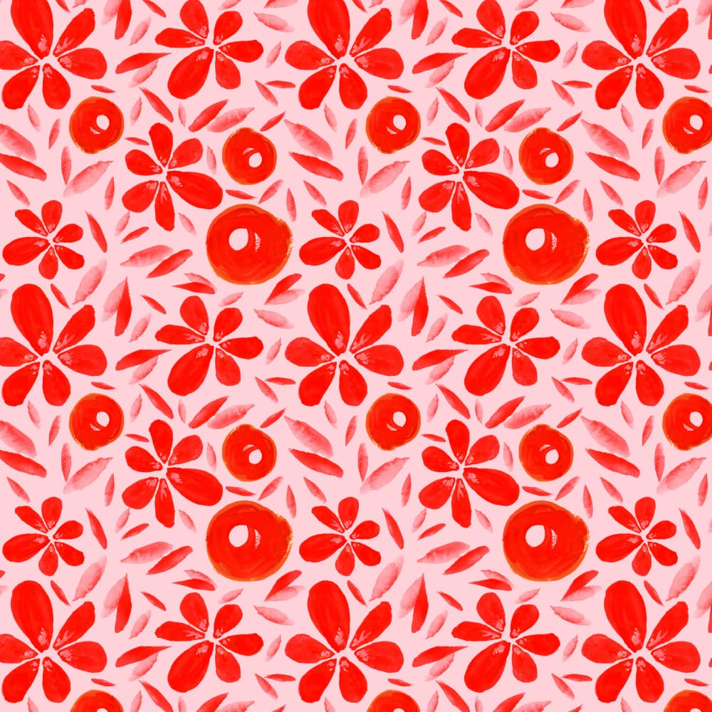 Vibrant Red Floral Pattern by Michele Channell — canvas wall art