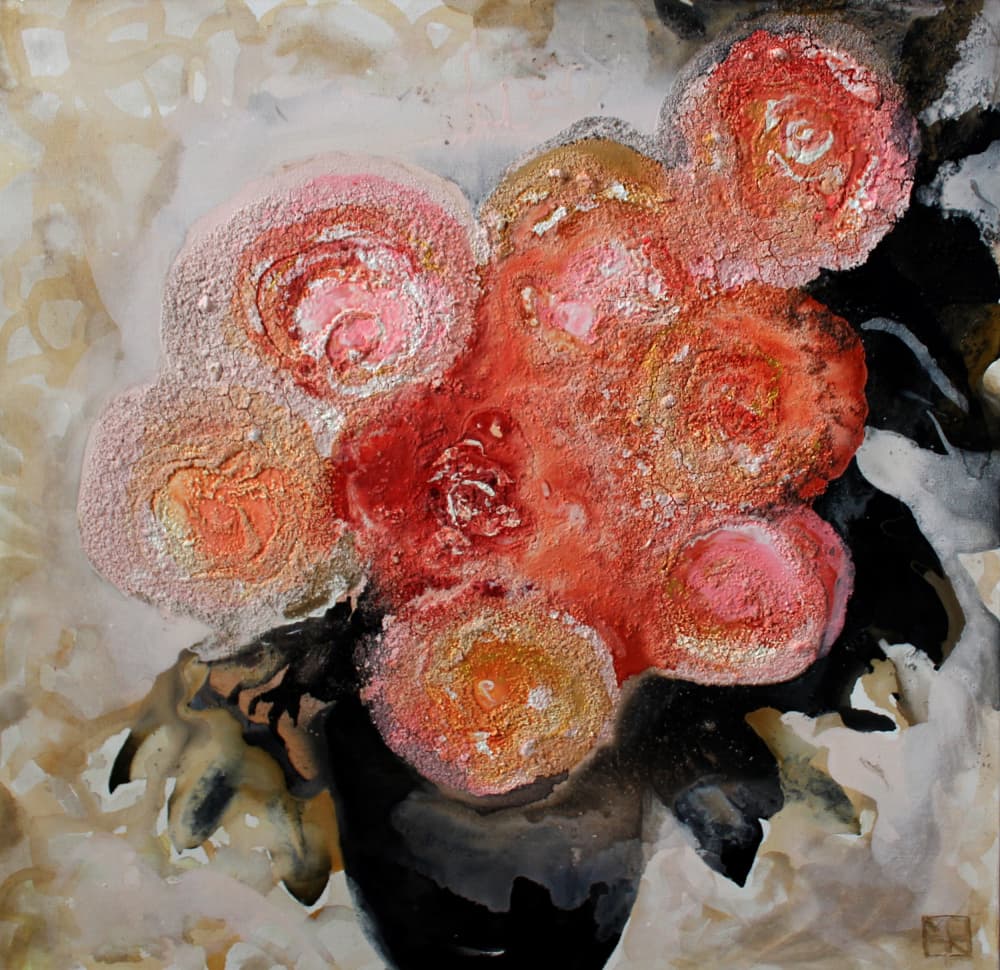 Vibrant Textured Roses by Marina Nelson — canvas wall art
