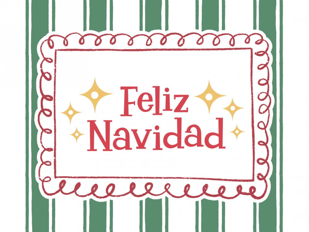 Feliz Navidad Greeting by Jolly and Dash — canvas wall art