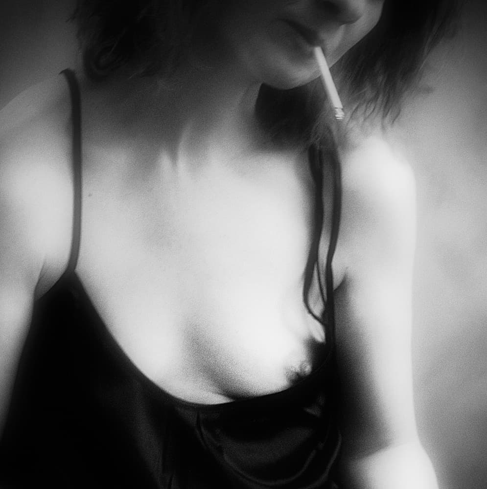 Moody Woman Smoking by Bogdan Bouşcă — canvas wall art