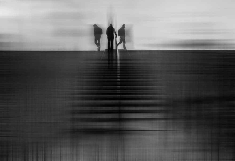 Blurred Figures Staircase by Leonie Kuiper — canvas wall art