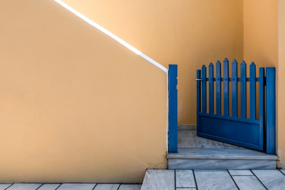 Vibrant Blue Gate by Markus Auerbach — canvas wall art
