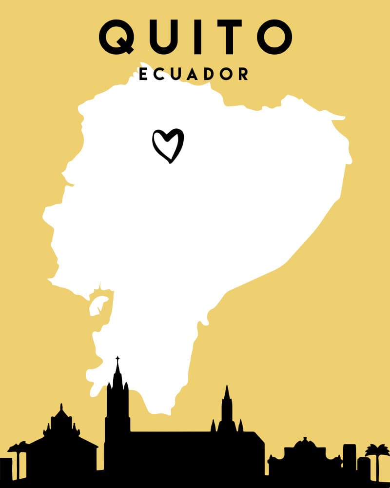 Quito Ecuador Travel Map by Emiliano Deificus — canvas wall art
