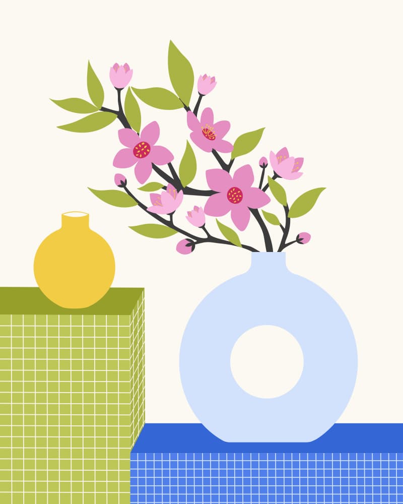Pink Blossom Still Life by Artprink — canvas wall art