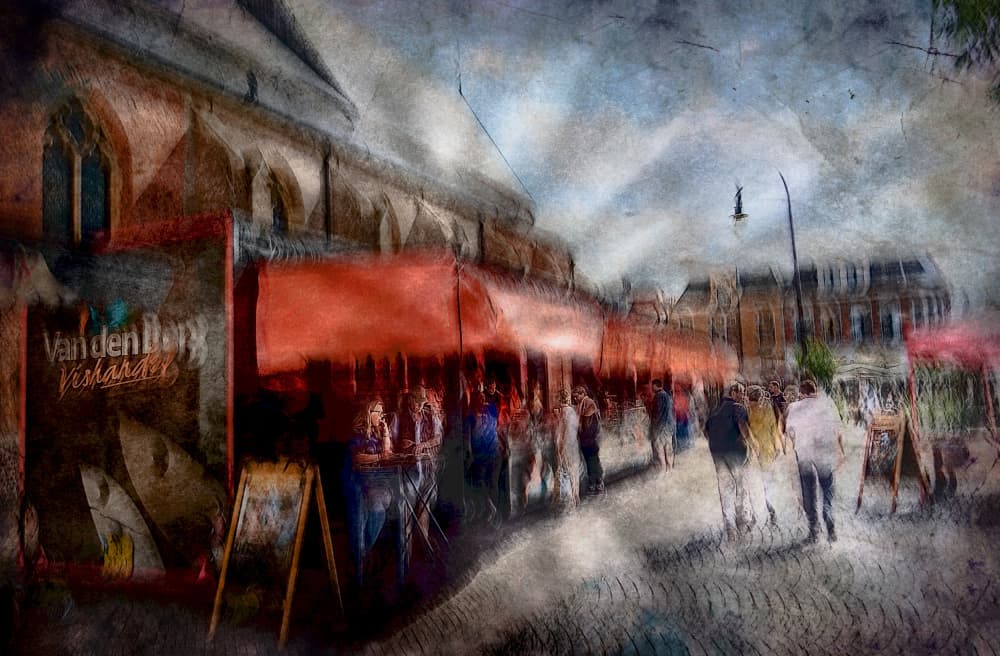 European Cafe Street by Jan van der Linden — canvas wall art
