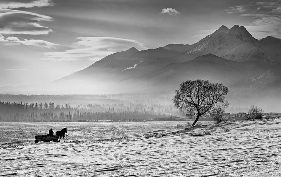 Snowy Mountain Journey by Roman Lipinski © czeladnik — canvas wall art
