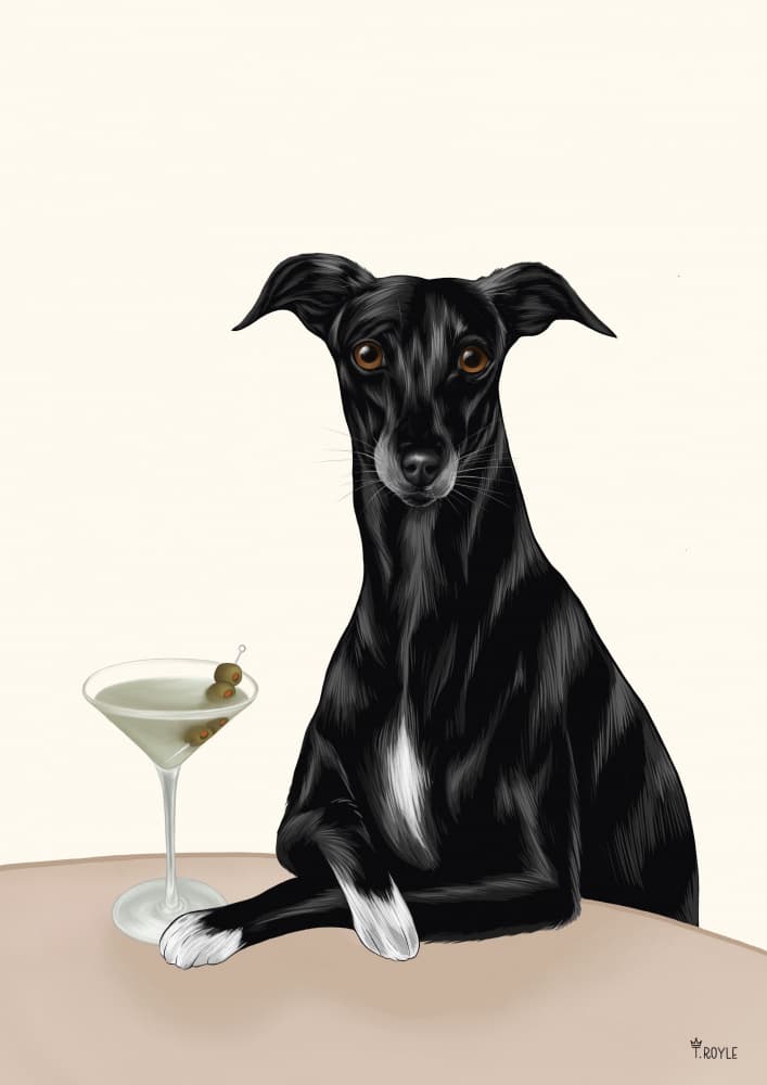 Sophisticated Dog Martini by Tara Royle — canvas wall art