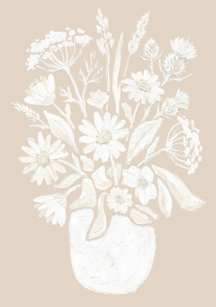 Neutral Wildflower Bouquet by Melloi Art Prints — canvas wall art