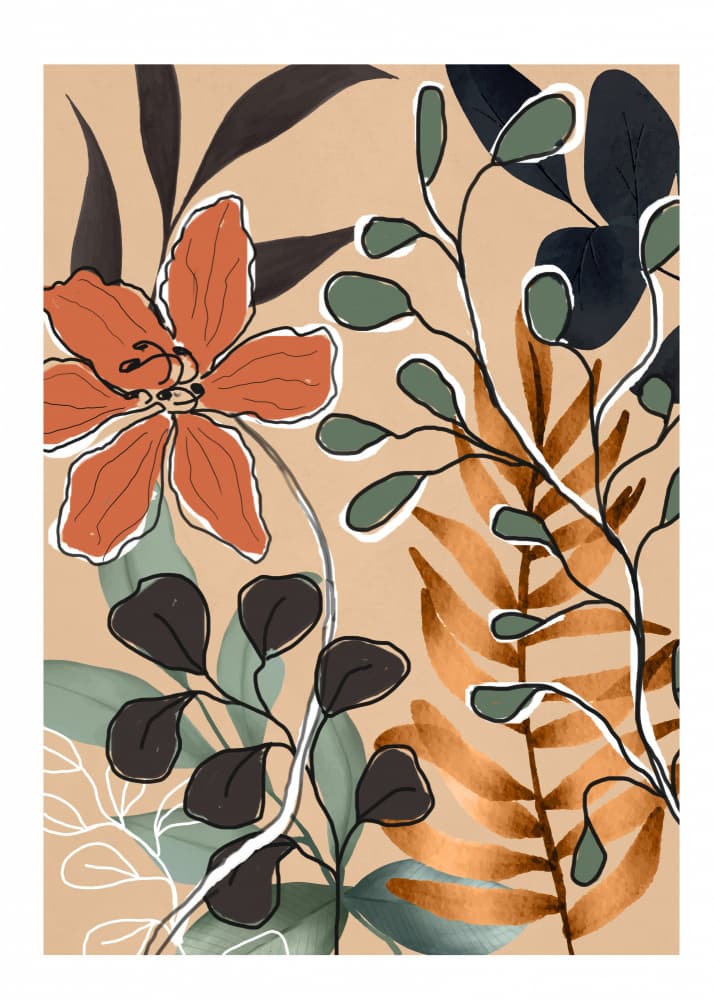 Modern Terracotta Foliage by Nadjaa — canvas wall art