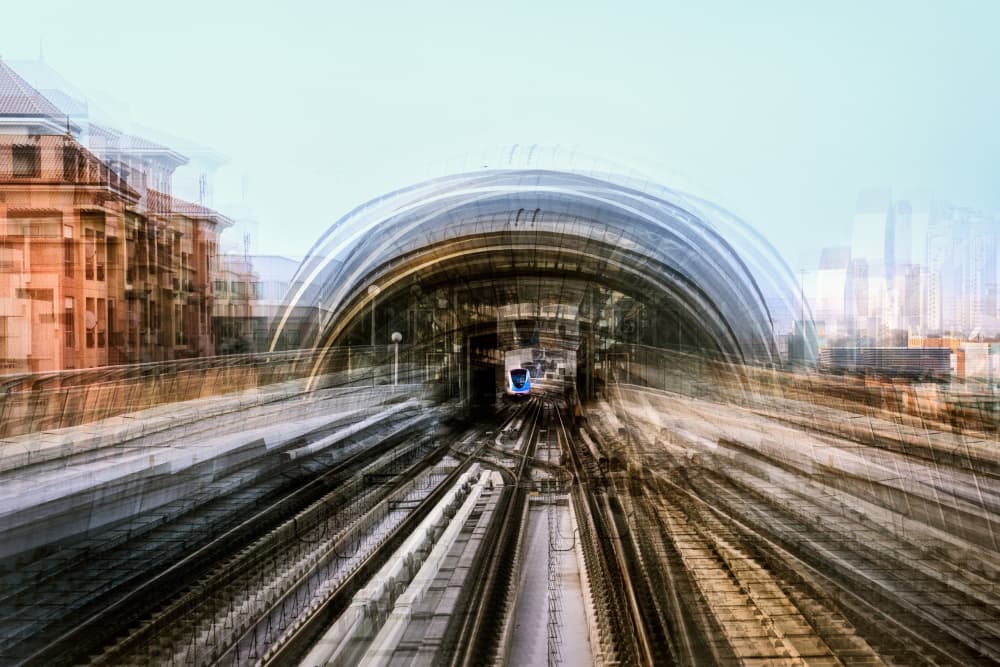 Blurred Metro Tracks by Mohamed Shawki — canvas wall art