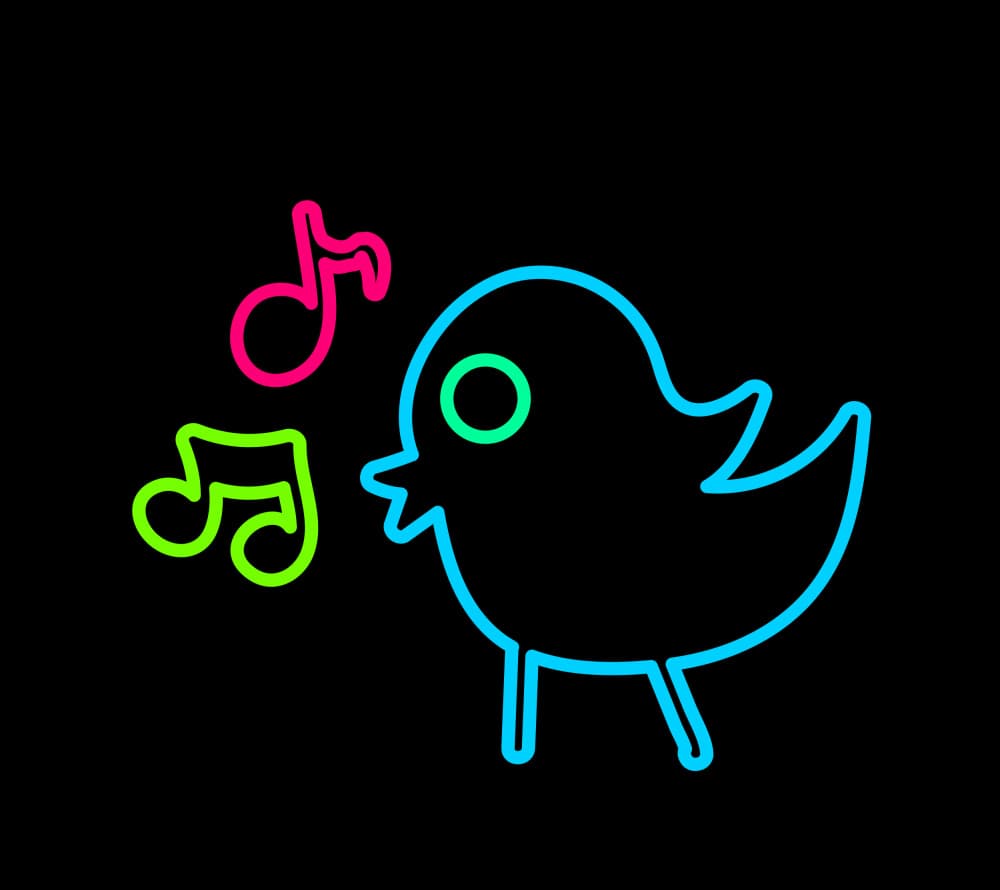 Singing Neon Bird by Marika Barsrsind — canvas wall art