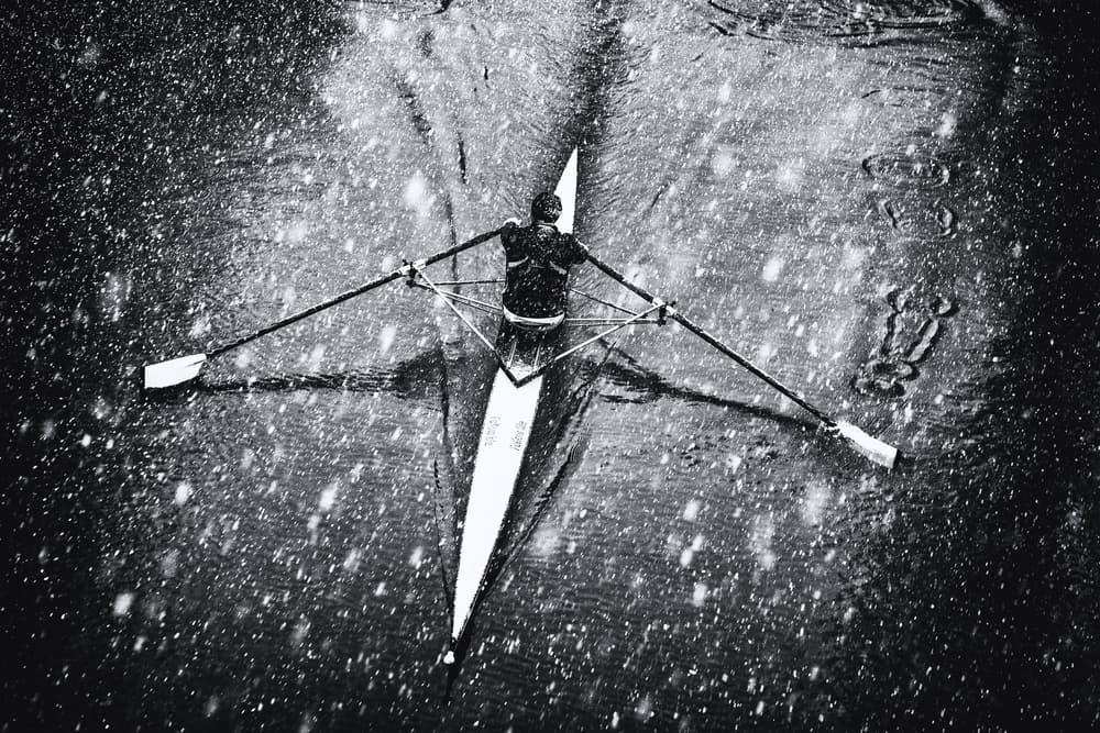 Snowy Rower by Jürgen Hartlieb — canvas wall art
