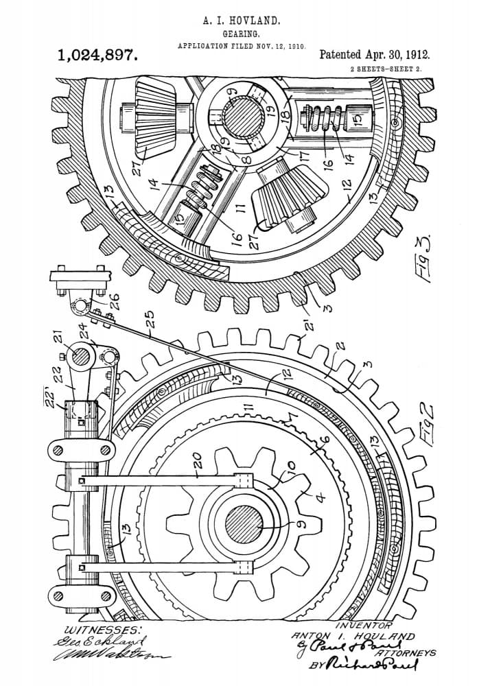 Vintage Gear Mechanism Patent by Andreas Magnusson — canvas wall art