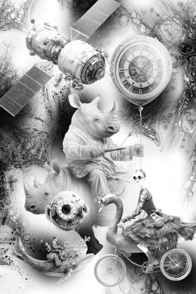 Surreal Rhino Fantasy Journey by Rafal Kulik — canvas wall art