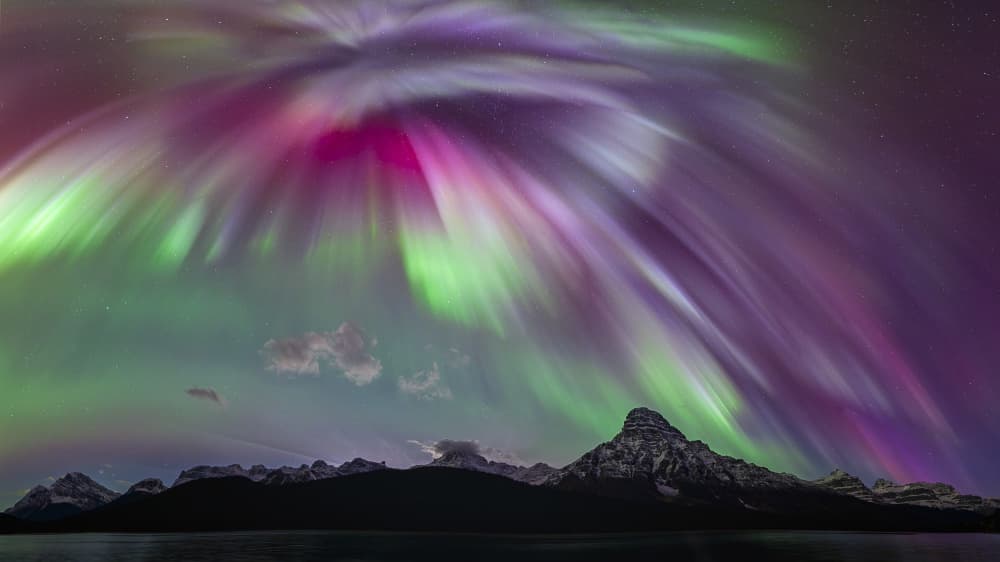 Vibrant Northern Lights Mountains