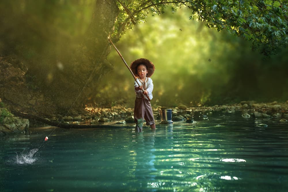Childhood Fishing Adventure by Evgeny Loza — canvas wall art