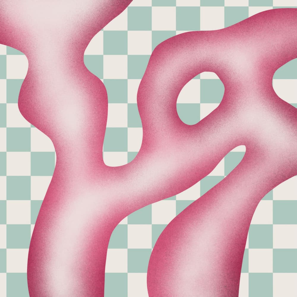 Pink Fluid Checkerboard by Little Dean — canvas wall art