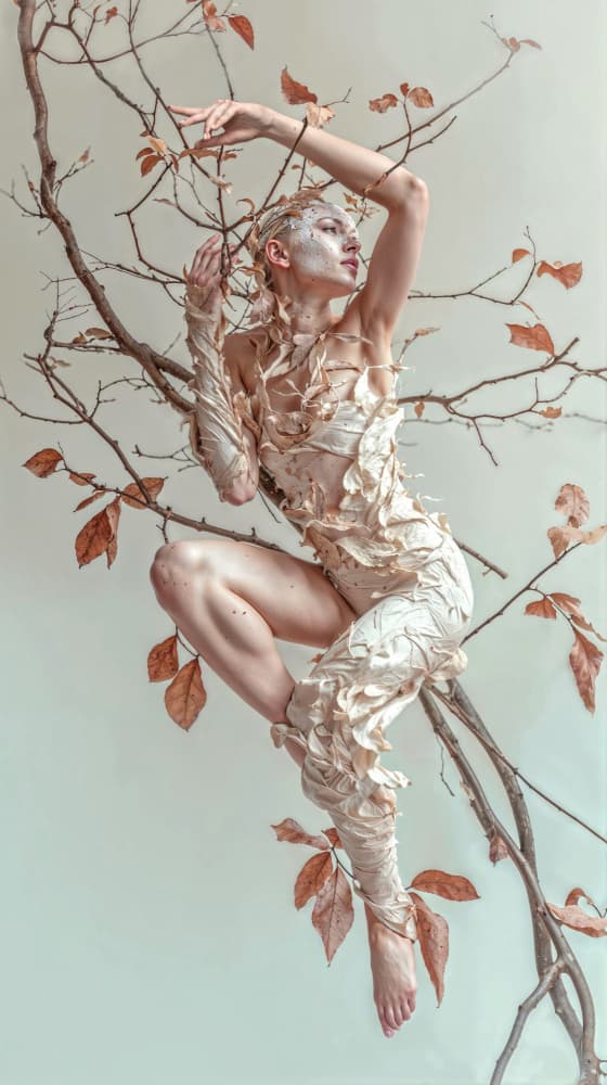 Autumn Nymph Tree Pose by DDiArte — canvas wall art