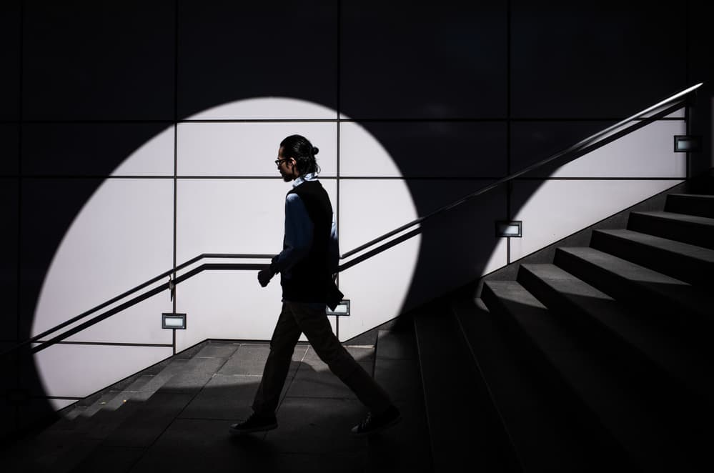 Silhouette On Modern Steps by Tetsuya Hashimoto — canvas wall art